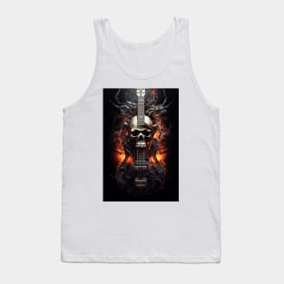 Guitar Skull on fire Tank Top